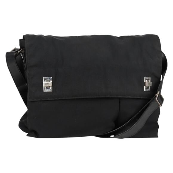 GUCCI Shoulder Bag Nylon Black Silver 019.0308 - Picture 1 of 16